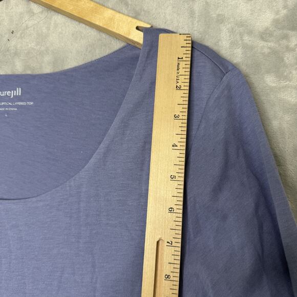 Pure Jill Elliptical Layered Top Womens Large 3/4 Sleeve Tunic Modal Rayon - Picture 8 of 9